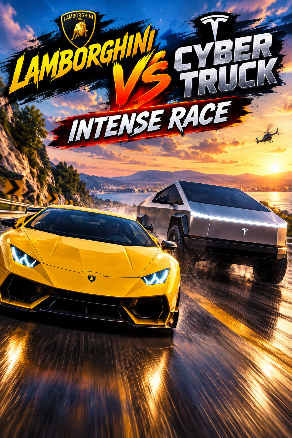 Lamborghini VS Cyber Truck : Intense Race | Astrocade